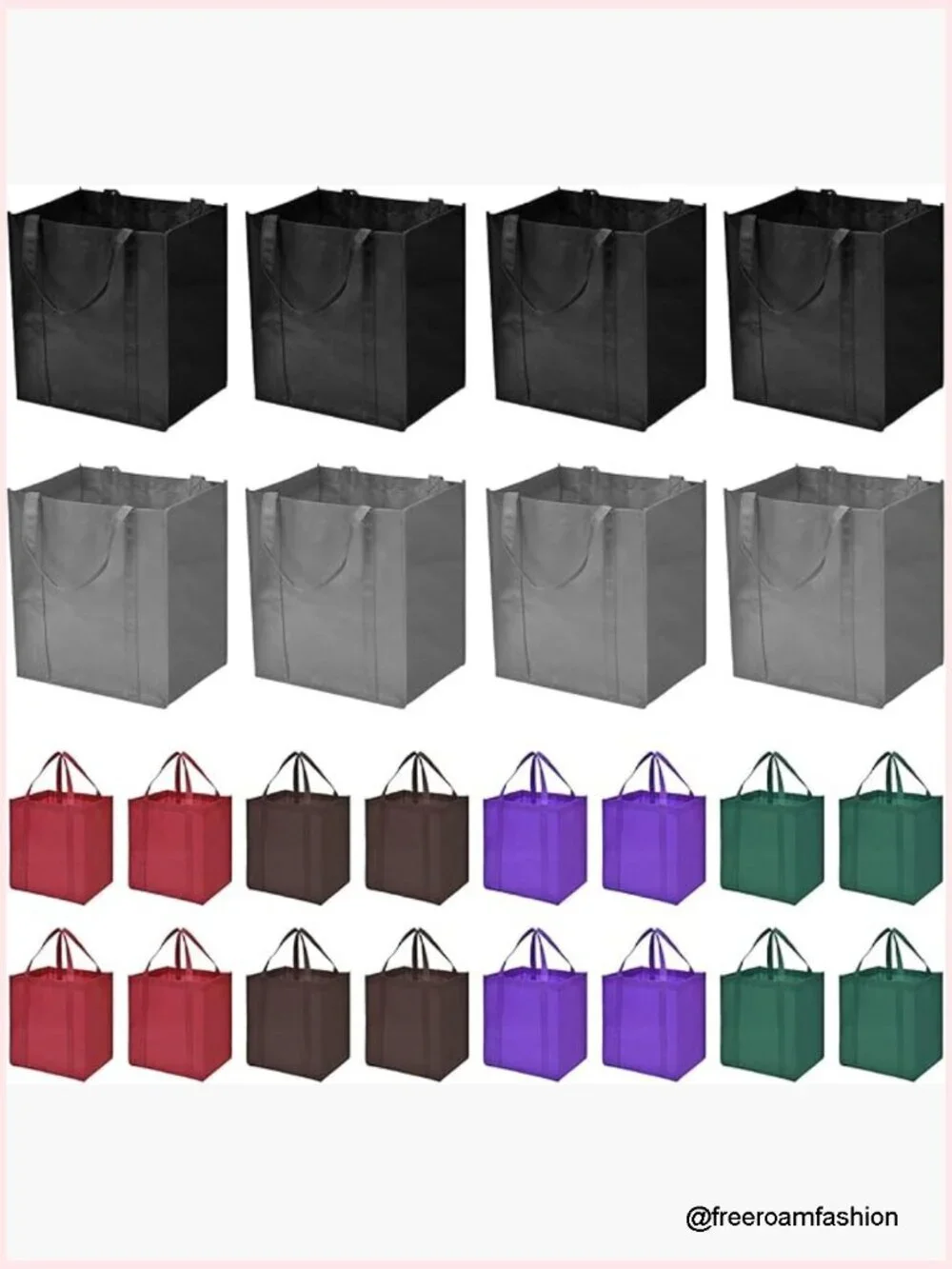 24-Pack Reusable Grocery Bags, Large Washable Foldable Shopping Bags, Heavy